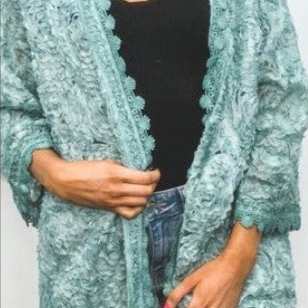 Pol Emerald Lace Cardigan